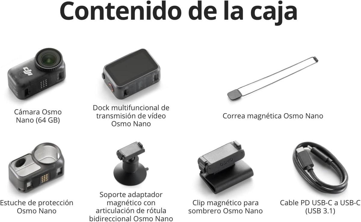 DJI Pack Estándar Osmo Nano (64 GB), cámara vlog 4K portátil, Sensor 1/1.3″