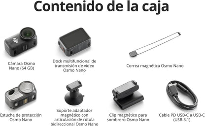 DJI Pack Estándar Osmo Nano (64 GB), cámara vlog 4K portátil, Sensor 1/1.3″