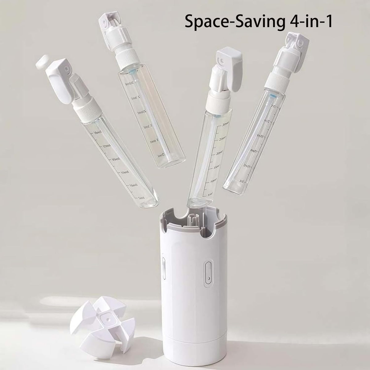Zouwel Set de frascos dispensadores de viaje 4 en 1: recargables, a prueba de fugas, para artículos de aseo personal, contenedores de viaje portátiles para champú, lociones, acondicionador y crema