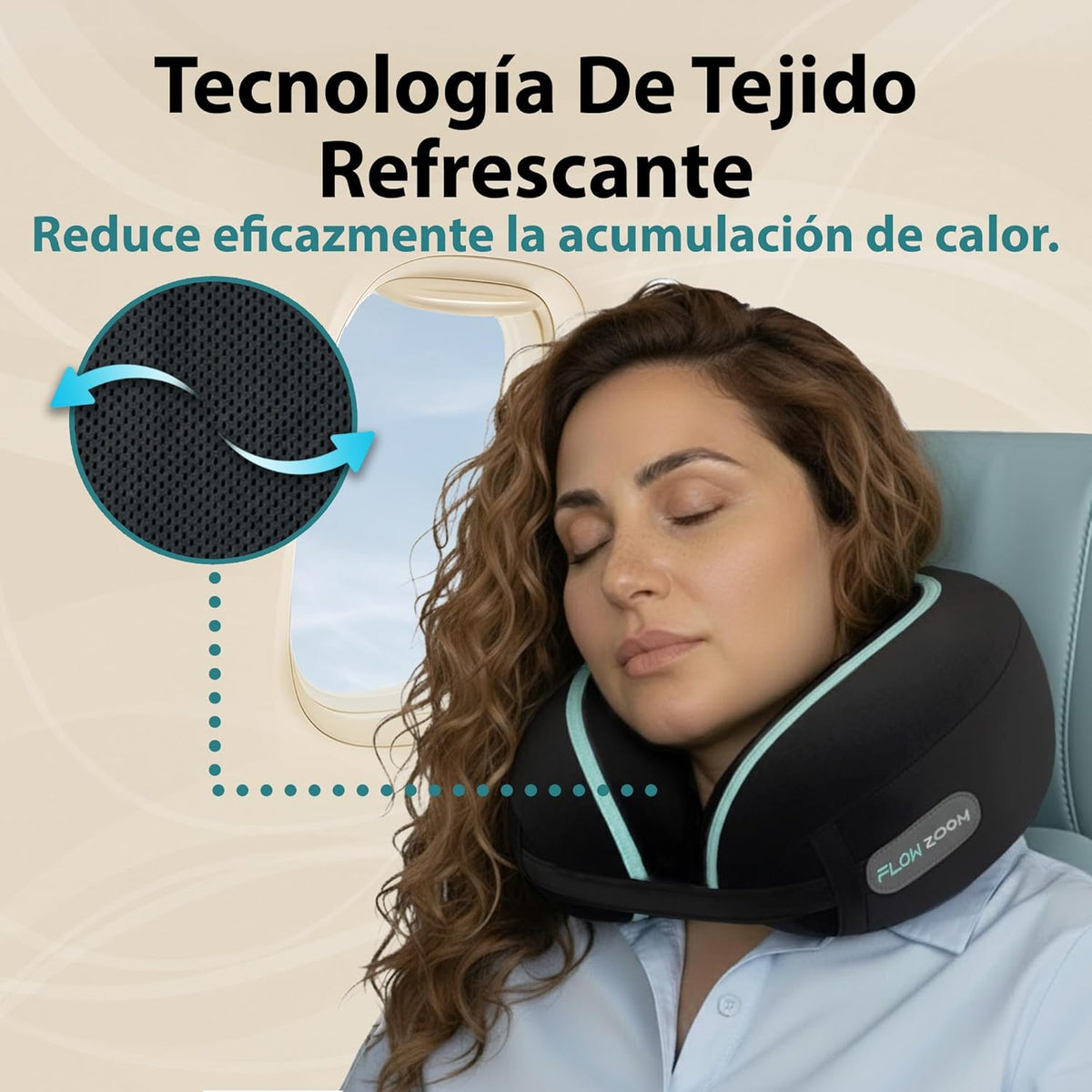 FLOWZOOM Dream Almohada de Viaje Viscoelástica – Cojín de Cuello Ajustable con Soporte 360° y Laterales Altos, Funda de Felpa Suave y Lavable, con Bolsa Compacta – para Avión, Coche y Tren – Negro