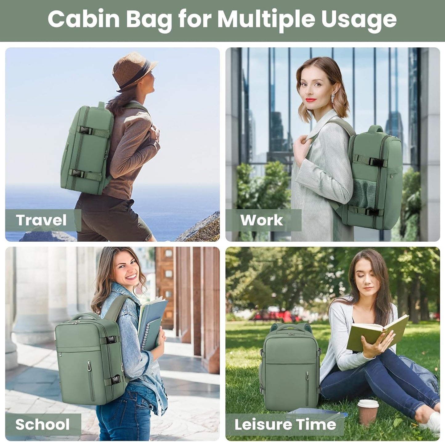 Mochila de Viaje Cabina 40x20x25 cm para Ryanair | Equipaje de Mano con Compartimento para Portátil - 4 colores disponibles.