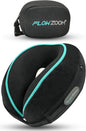FLOWZOOM Dream Almohada de Viaje Viscoelástica – Cojín de Cuello Ajustable con Soporte 360° y Laterales Altos, Funda de Felpa Suave y Lavable, con Bolsa Compacta – para Avión, Coche y Tren – Negro