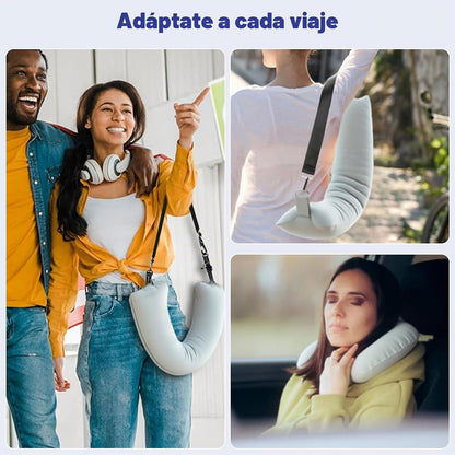 Almohada Viaje Rellenable con Antifaz y Tapones para Los Oídos