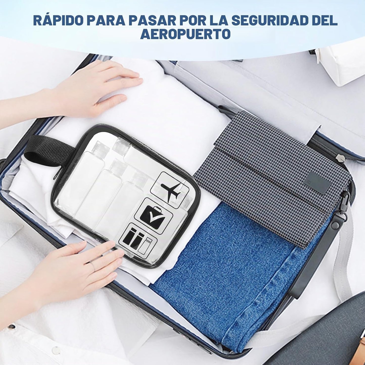 Diboniur Neceser de Viaje con 6 Botellas de Viaje Vacía de 100 ml, 1 Bolsa de Vuelo y 2 Embudos Pequeños, Kit de Viaje para Champú, Crema, Loción, Aprobado por la TSA