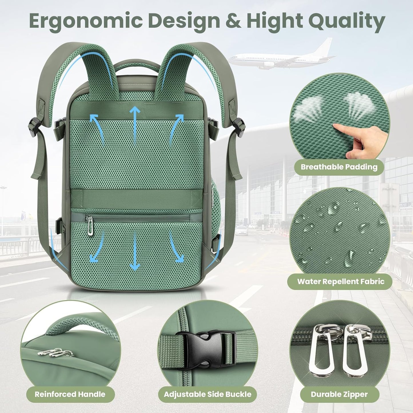 Mochila de Viaje Cabina 40x20x25 cm para Ryanair | Equipaje de Mano con Compartimento para Portátil - 4 colores disponibles.