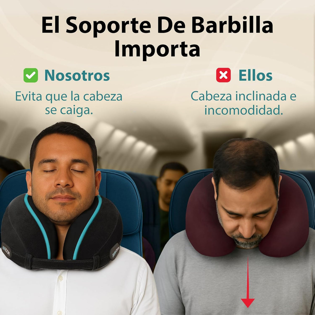 FLOWZOOM Dream Almohada de Viaje Viscoelástica – Cojín de Cuello Ajustable con Soporte 360° y Laterales Altos, Funda de Felpa Suave y Lavable, con Bolsa Compacta – para Avión, Coche y Tren – Negro