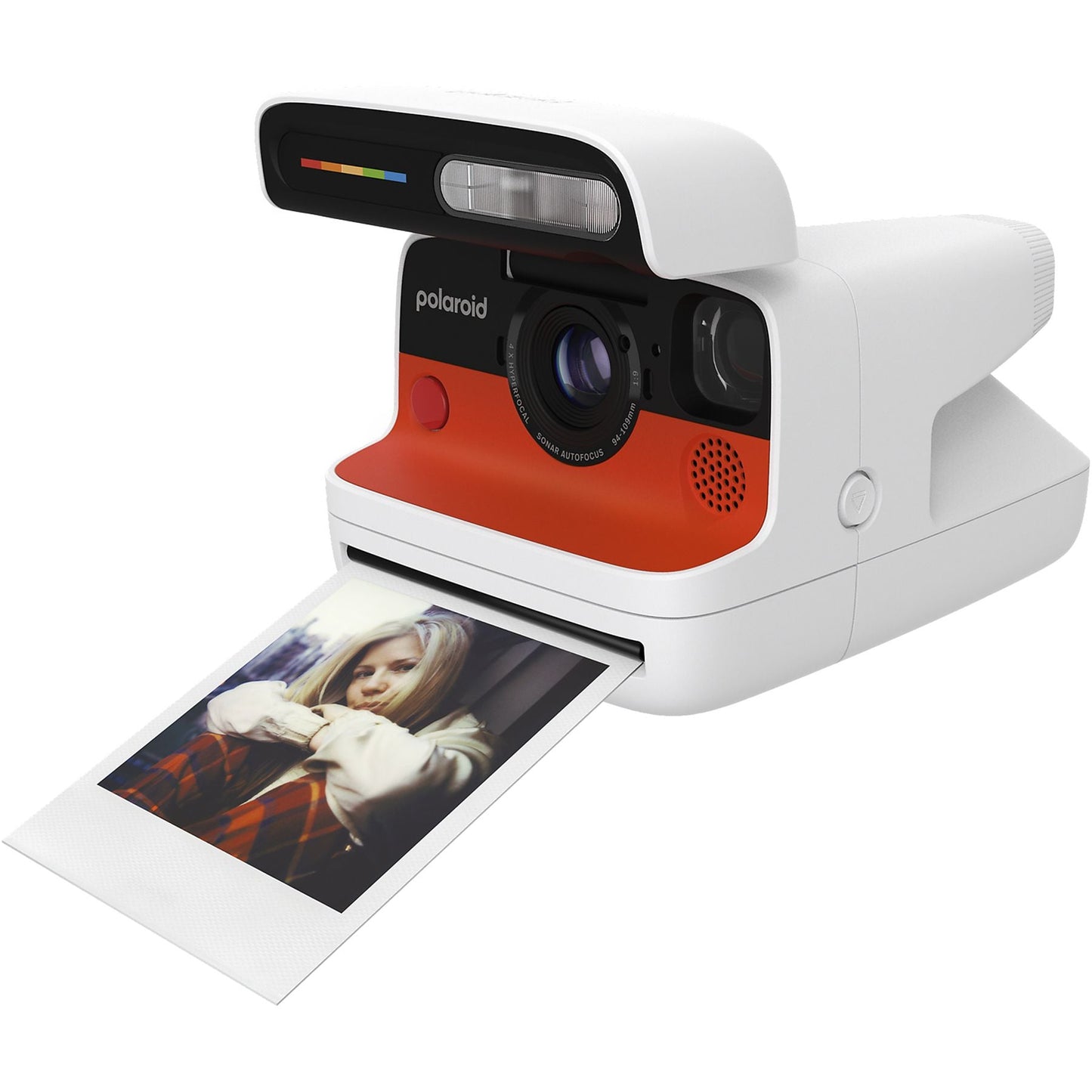 Cámara instantánea - Polaroid Flip + 8 Film Bundle, Sistema hiperfocal 4 lentes, Flash, Blanco