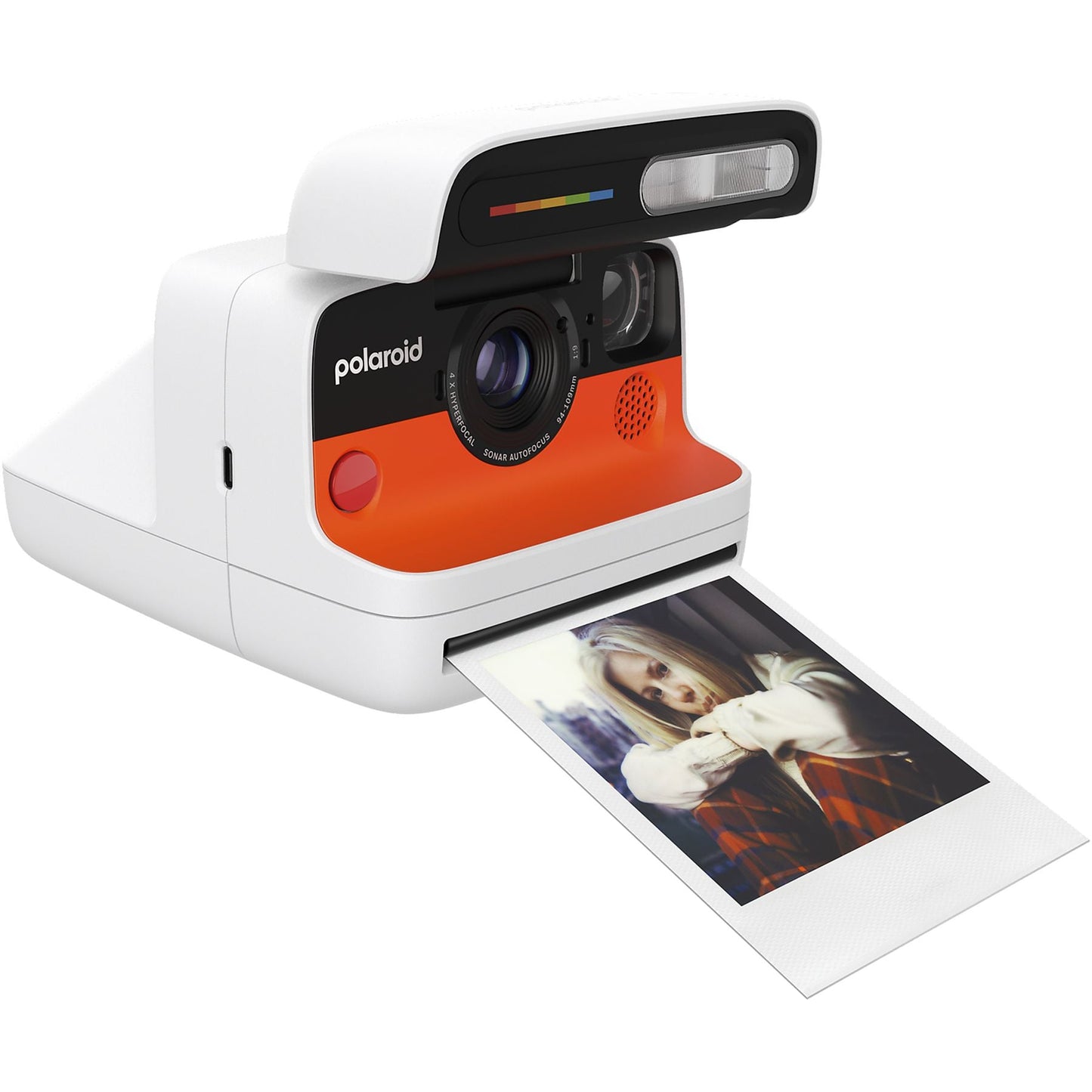 Cámara instantánea - Polaroid Flip + 8 Film Bundle, Sistema hiperfocal 4 lentes, Flash, Blanco