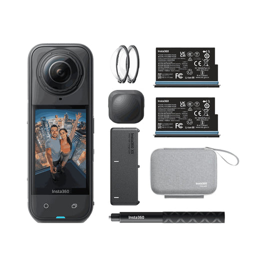 Cámara deportiva - Insta360 X5 Esencial, 8K, 360º, 185 min Autonomía, Vídeo HDR Activo 5,7K a 60 fps, Negro