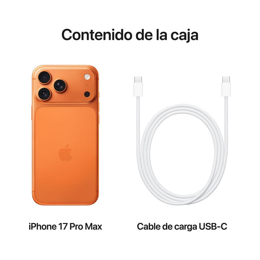 Apple iPhone 17 Pro Max, Naranja cósmico, 256 GB, 5G, 6.9" OLED Super Retina XDR, Chip A19 Pro, iOS