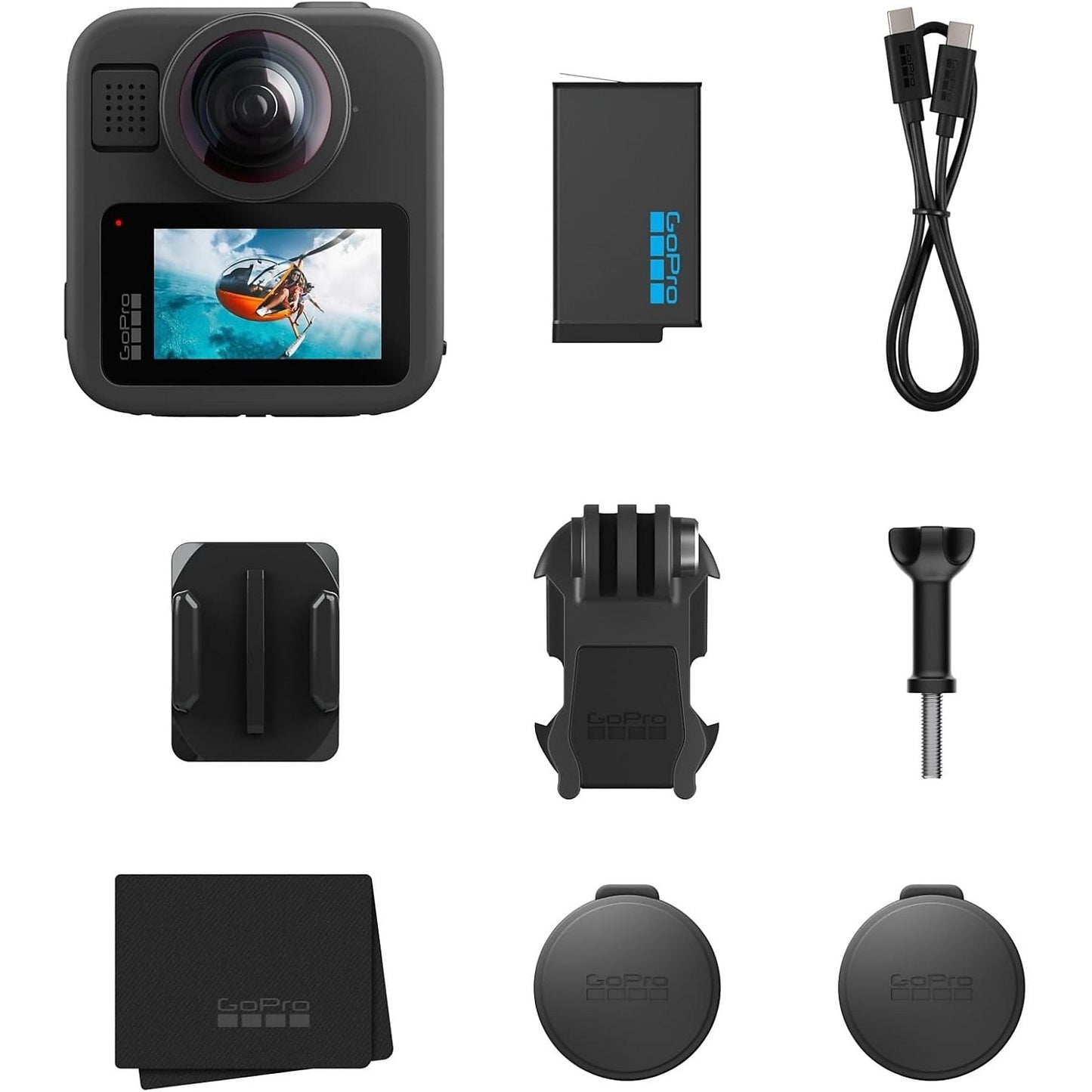 Cámara deportiva - GoPro MAX2, Vídeos 8K 360°, Fotografías 29 MP, Sumergible hasta 5m, Micrófono, Wi-Fi, Negro
